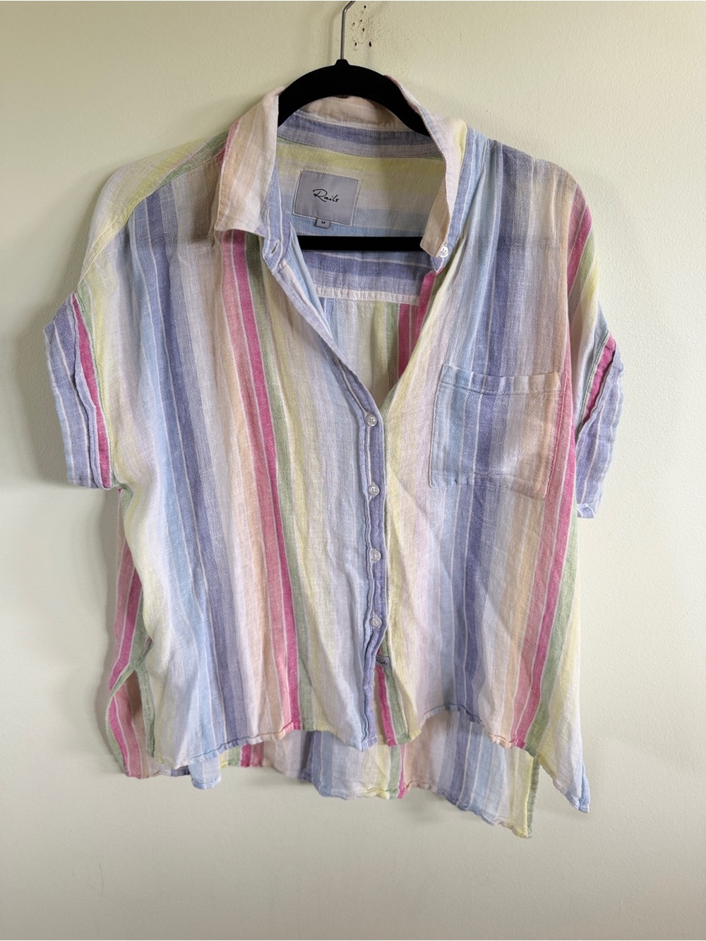 Rails Pastel Button Down Shirt rainbow stripe medium